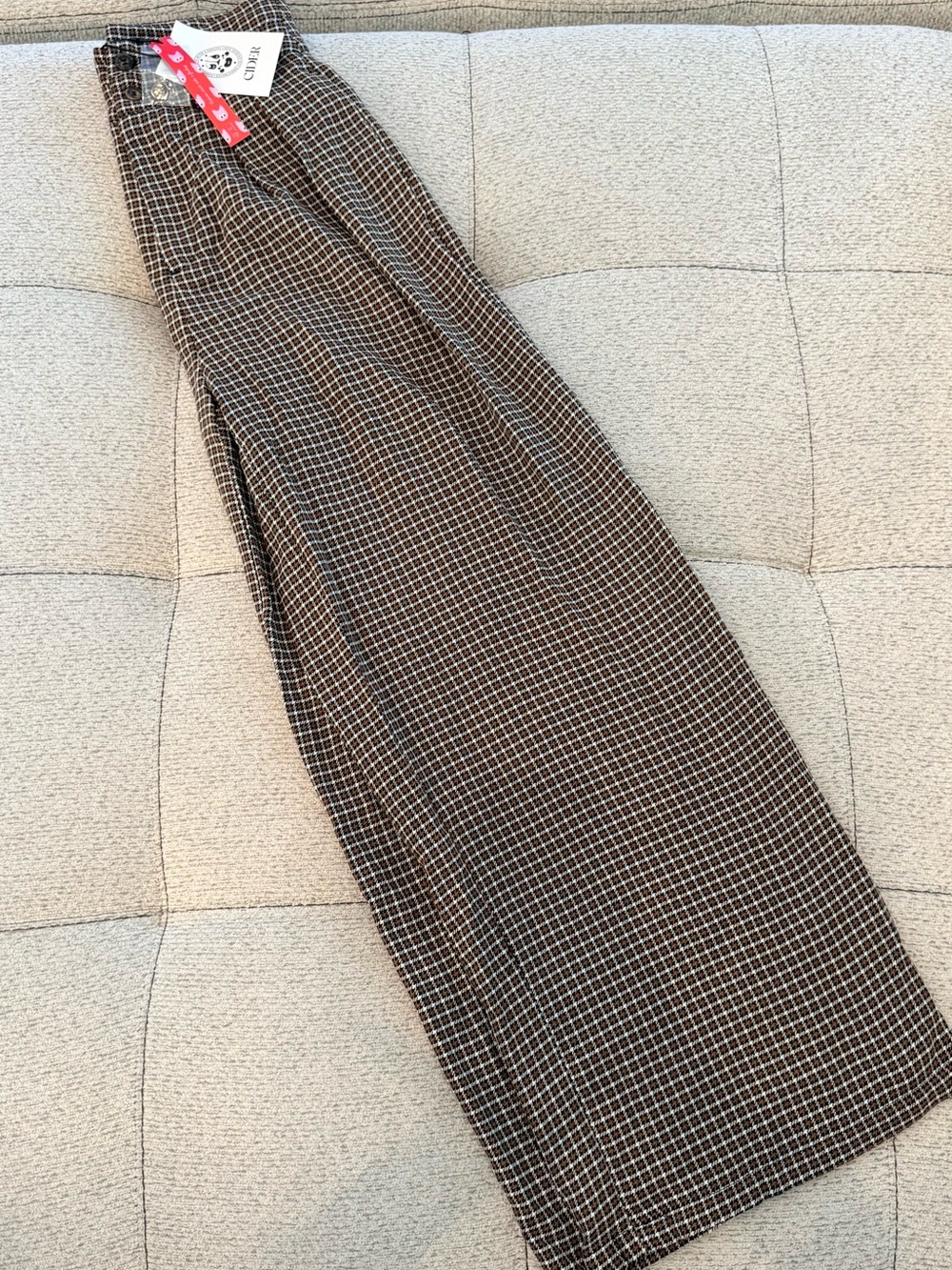 Cider Women’s Plaid Wide Leg Pants Brown Black White
